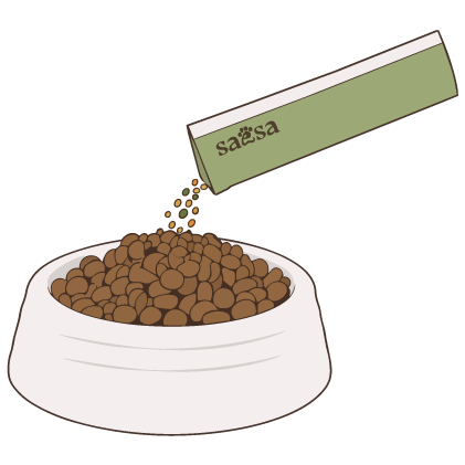 灑一灑：把 saesa 灑在乾糧上