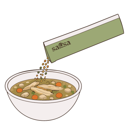 沖野菜湯：把 saesa 加入溫水沖成湯